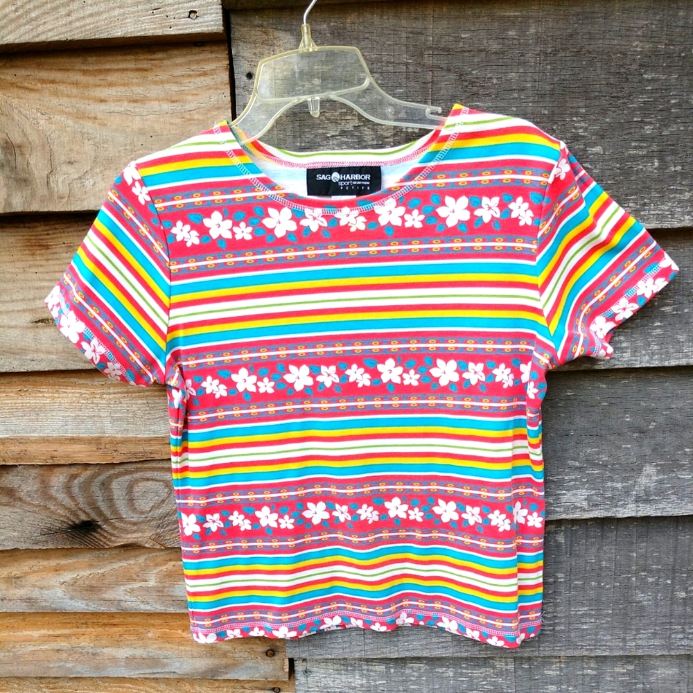 🩸Sale $3🩸Sag Harbor Top Petite Sport In Action Multi Colors Petite Medium